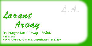 lorant arvay business card